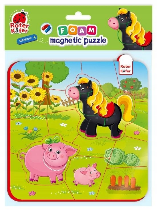 Piankowe Puzzle Magnetyczne. Koń I Świnki