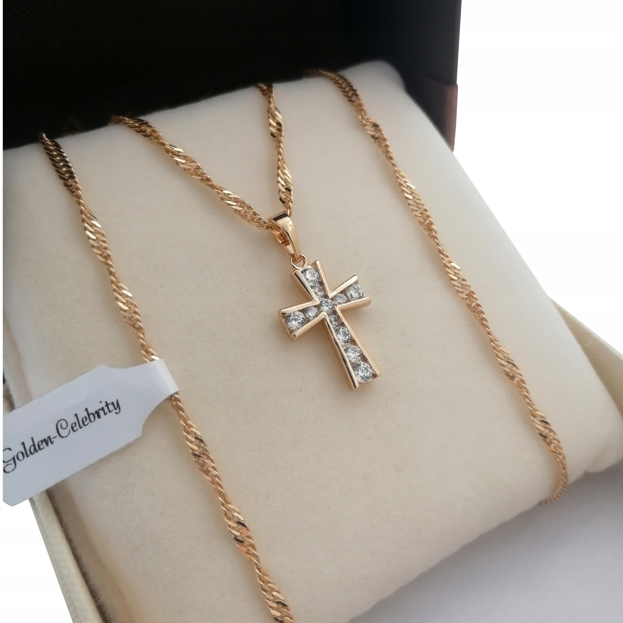 

Złoty Damski Komplet Singapur+krzyżyk