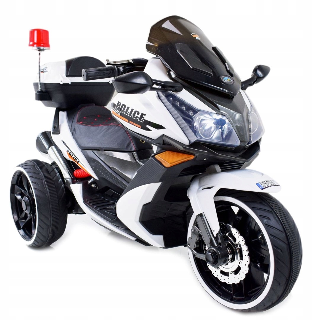 Olbrzymi Skuter Policyjny, Dźwięki Syreny, Megafon, Kogut, Miękkie Siedzeni