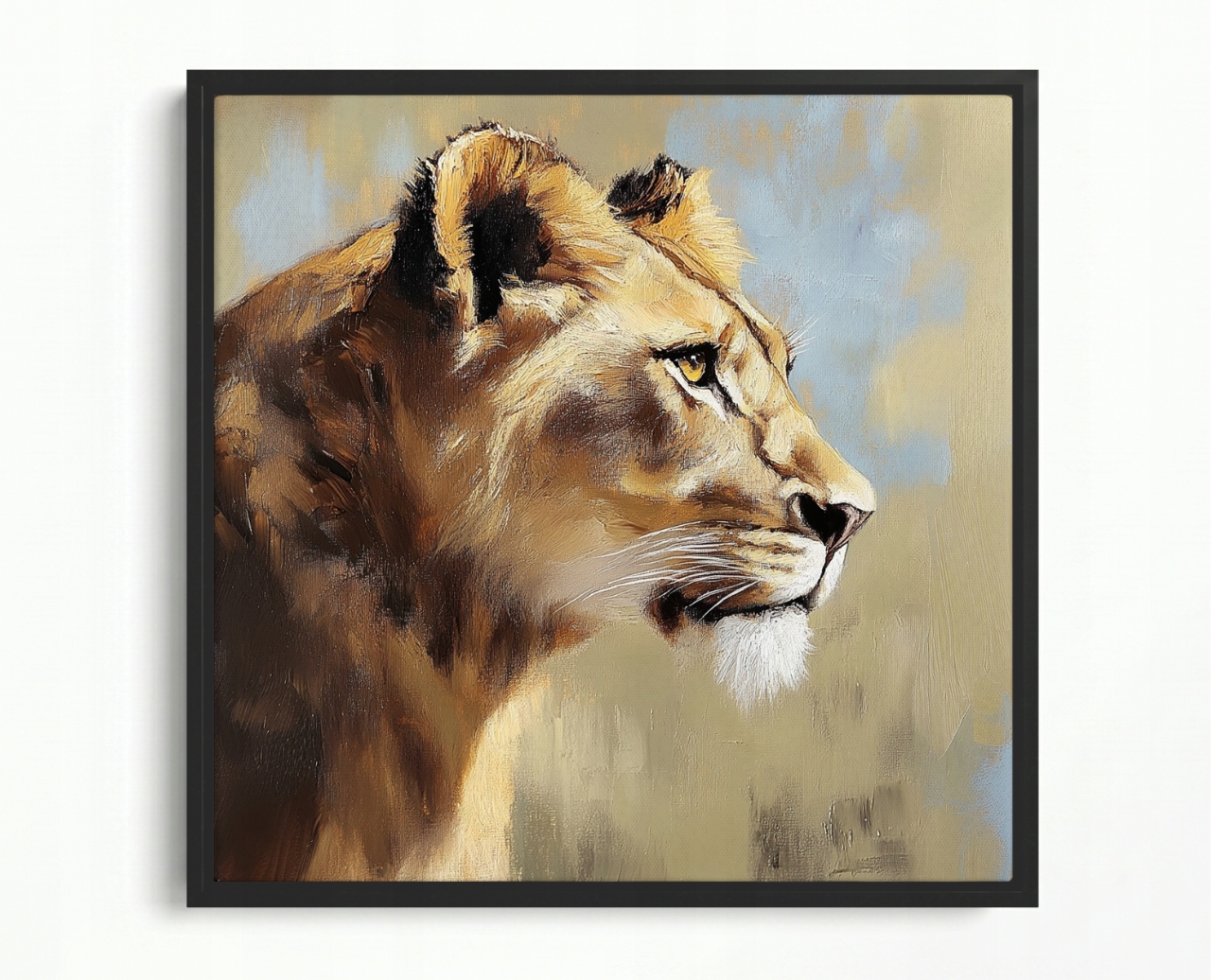 Obraz Rám American Box Portrét Lew Lwica Zviera Afrika Safari Olej 60x60