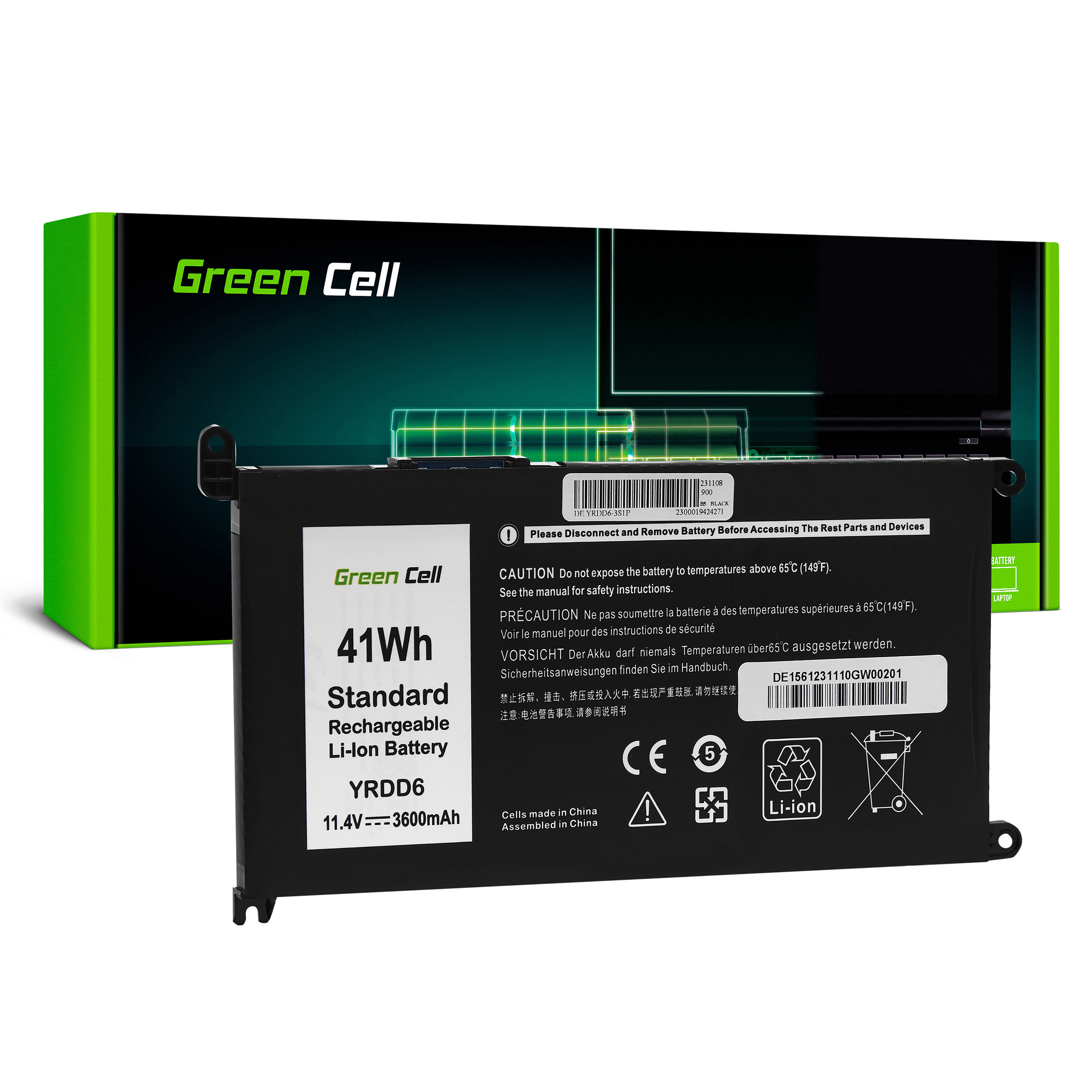 Bateria Green Cell YRDD6 1VX1H do Dell Vostro 5490 5590 5481 Inspiron 5481