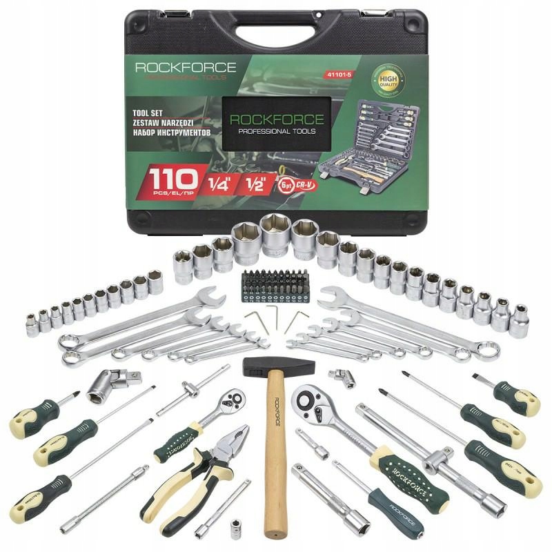 Zestaw Narzędzi nasadki klucze bity 110 el 1/4" 1/2" 5-32mm