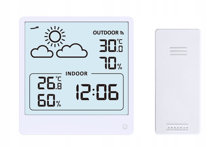 Bílá Meteorologická Stanice Jvd SB3347.1 Sonda Počasí Teplota Vlhkost 9x9 cm