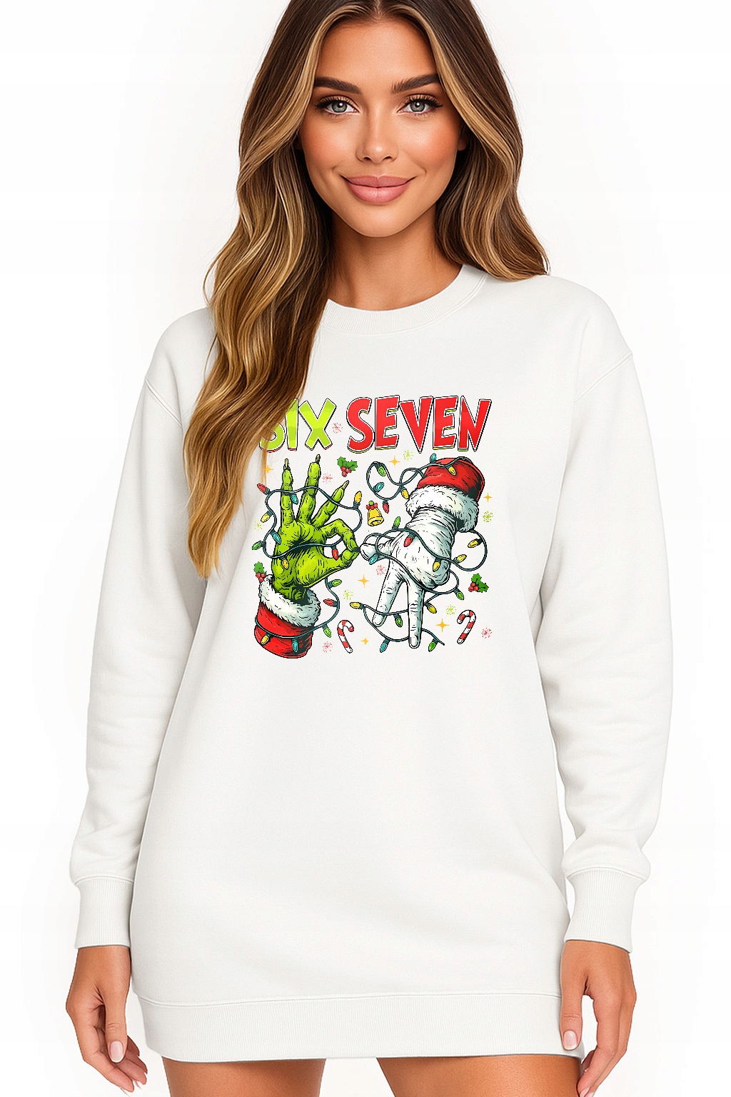 Mikina Vánoční Oversize Šaty Six Seven 67 Grinch Dárek XL