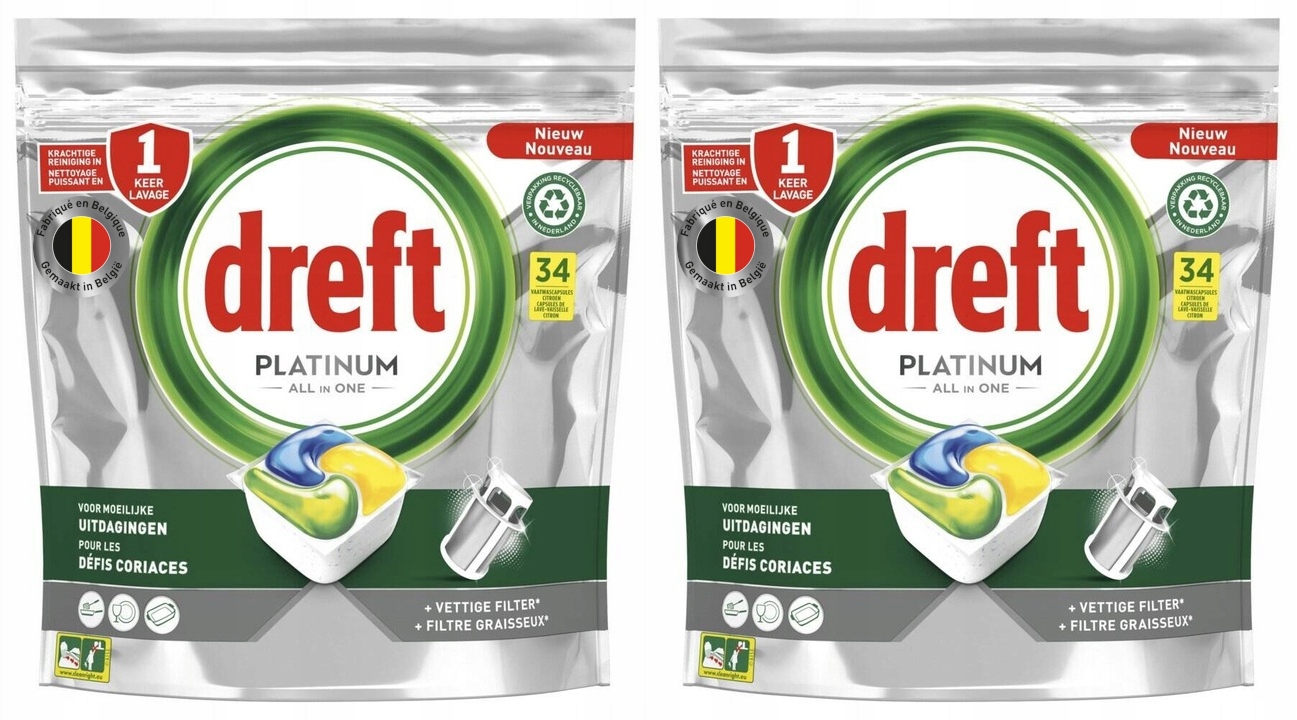 Kapsle do myčky Dreft All in One platinum 2 x 34 ks