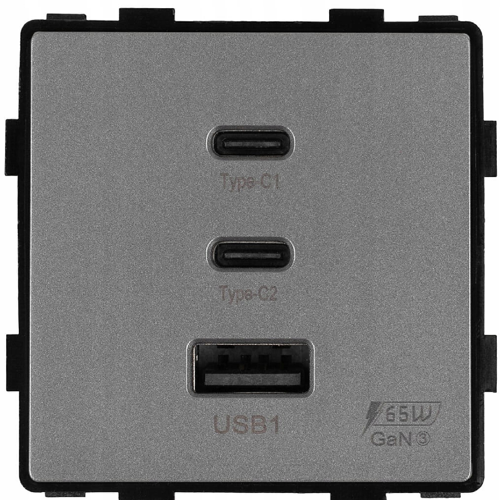 Modul Rychlá Nabíječka Usb A 2xC 65W DC Smart Home Vložka Do Rámečků Šedá