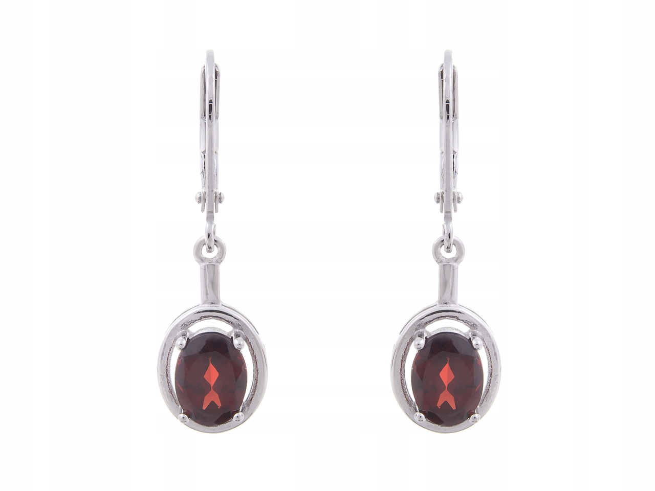 Závěsné Stříbrné Náušnice S Rhodiovaným Přírodním Granátem