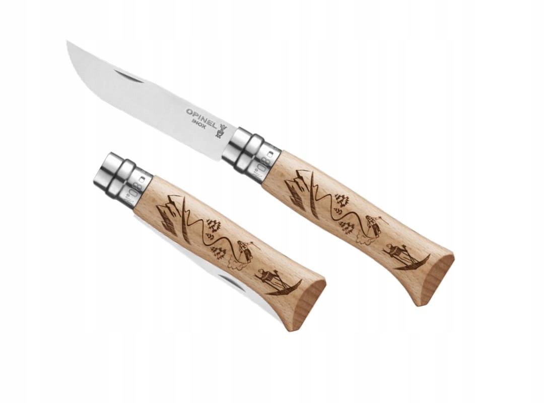 Nóż Opinel No 8 Animalia Skiing Inox Virobloc Buk Francja