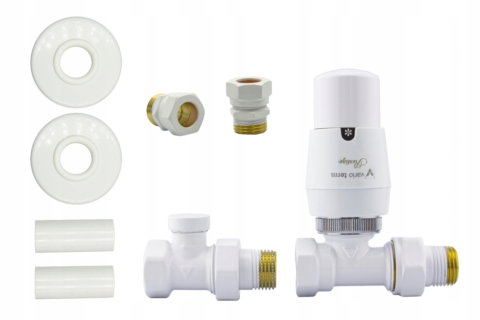 Zawory termo ELEGANT prosty biały mat All in One