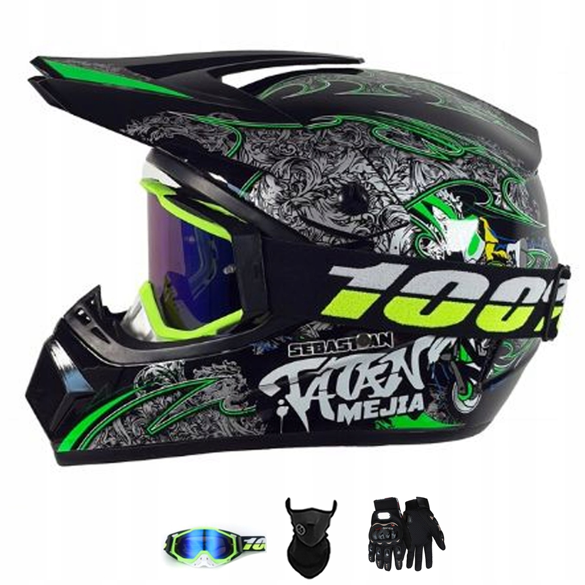 Motocyklová Přilba Lehká Enduro Quada Brýle Rukavice Maska S