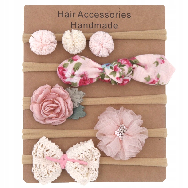 ZESTAW Opaski Dziewczęce Dla Dziecka RÓŻOWE Kokardka