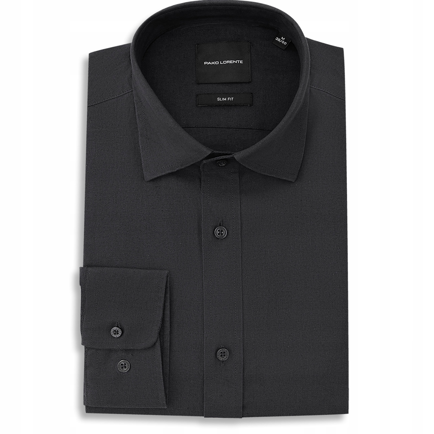 Černá elegantní pánská košile ze lnu a bavlny Pako Lorente vel XXL