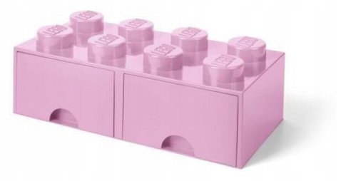 Lego pojemnik klocek z szufladami ósemka różowy