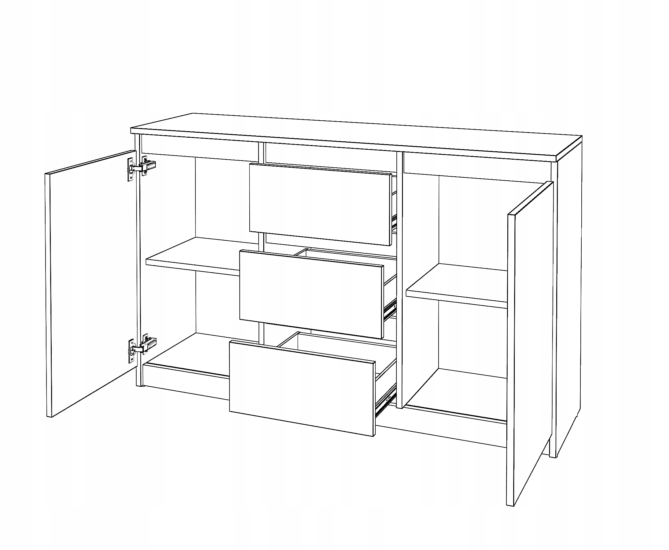 Komoda LUX 120CM ANTRACYT/DĄB WOTAN Pojemna Szafka 3 Szuflady MIX KOLORÓW Szerokość mebla 120 cm