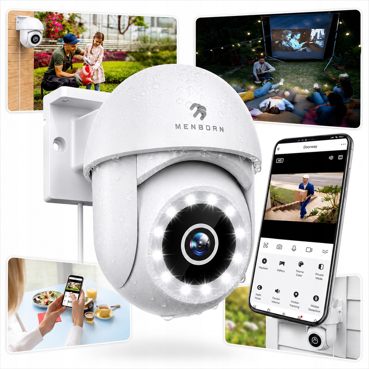 Venkovní vnitřní kamera pro 360° monitorování nočního vidění Aplikace