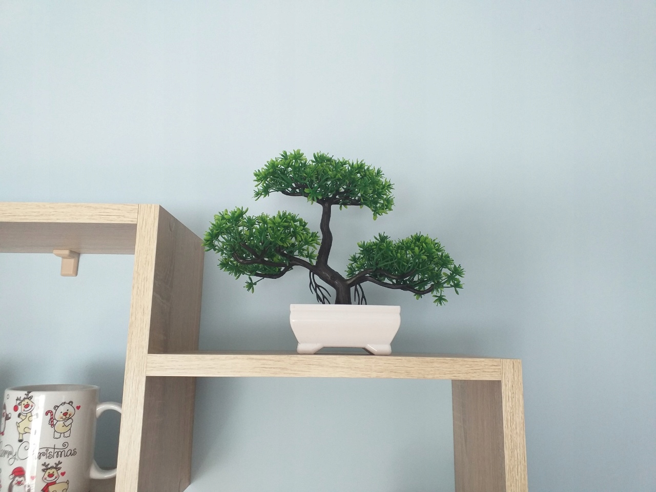 ŚLICZNA DEKORACJA SZTUCZNE DRZEWKO ZIELONE BONSAI OZDOBA WYSOKA JAKOŚĆ 26CM Marka inna