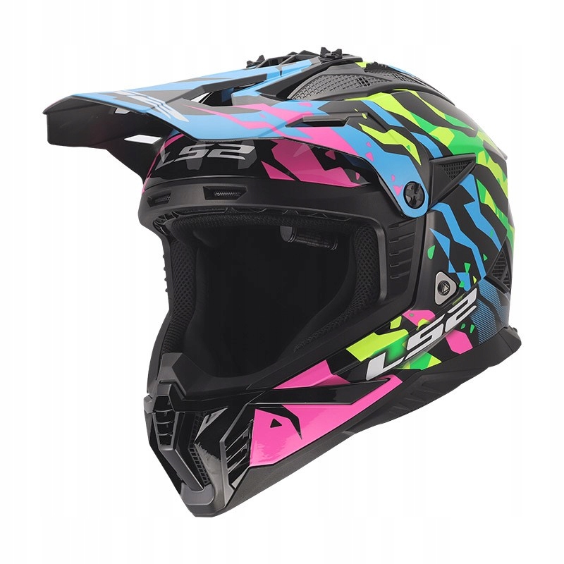 LS2 MX708 Fast II Grotesk Blue Pink Green helma enduro cross štvorkolka atv M