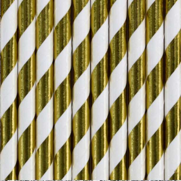 Słomki Złoto Białe na wesele Komunię Urodziny 1-99