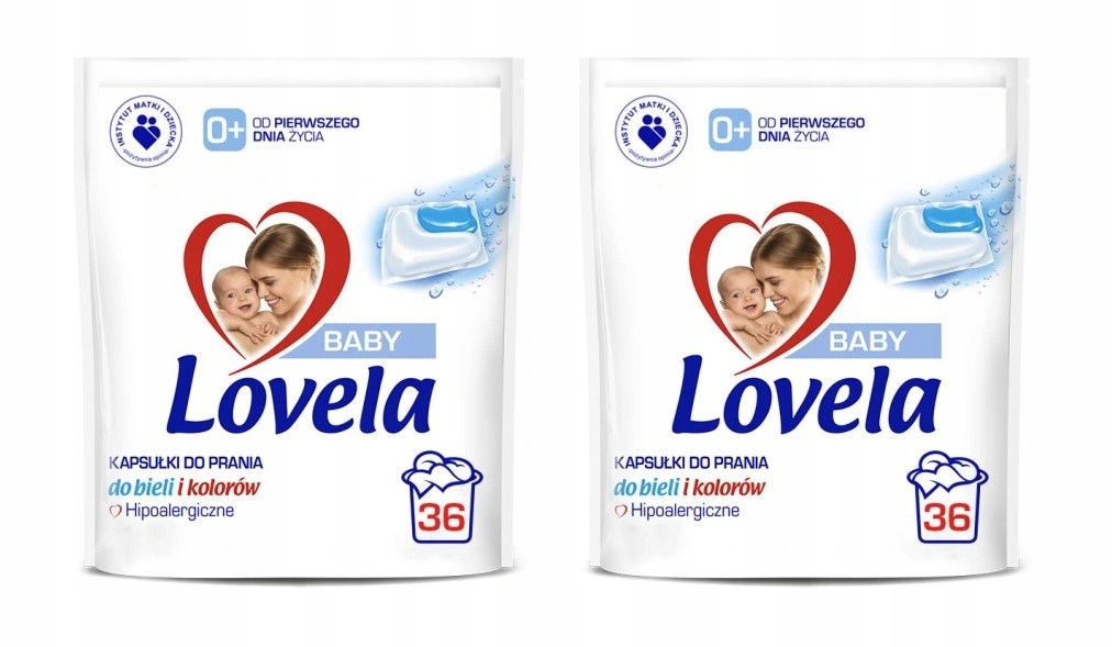 Levně Lovela Baby, Kapsle na praní na bílé a barevné prádlo, 2 x 36 kusů