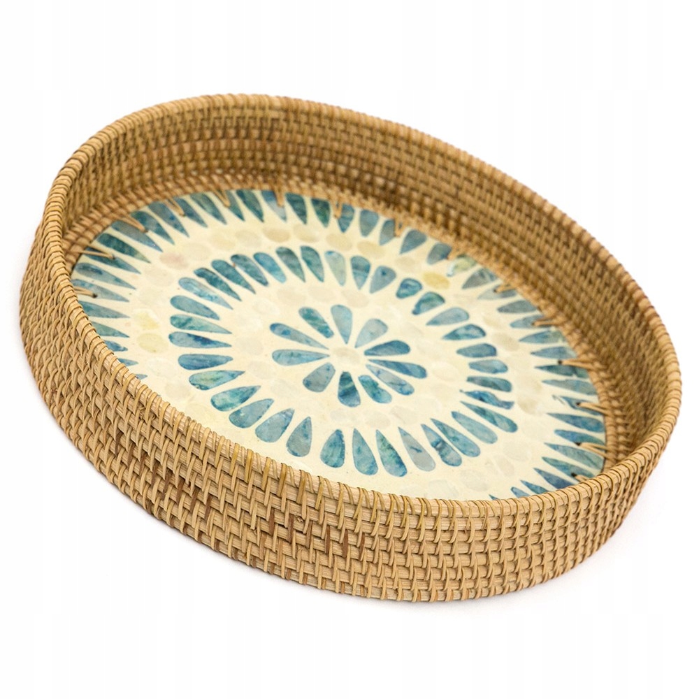 

Taca Brązowa Turkusowa 30cm Z Masą Perłową Uchwyty