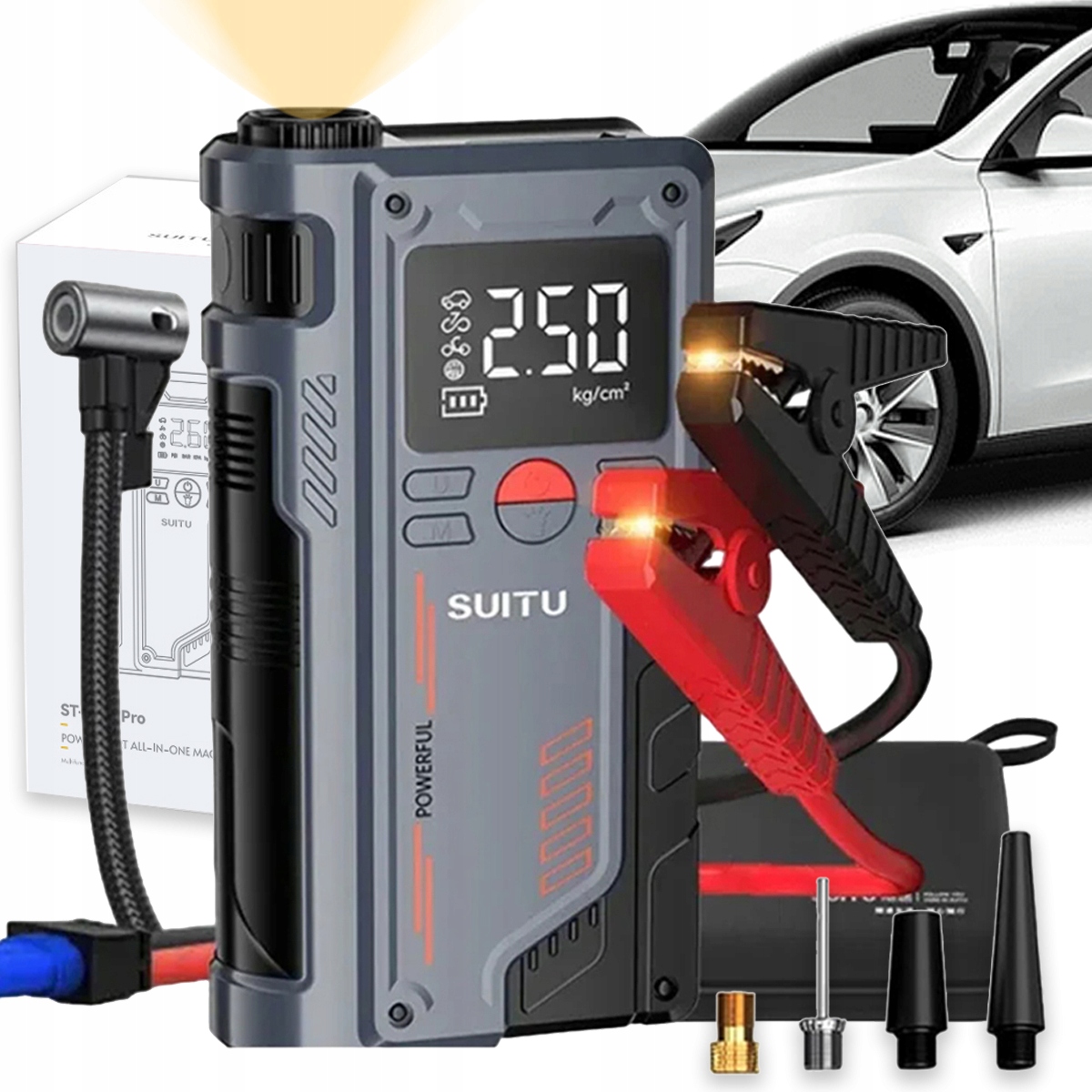 Usmerňovač Štartovania Powerbank Štartér Kompresor Svetlo Led Zariadenie 2V1