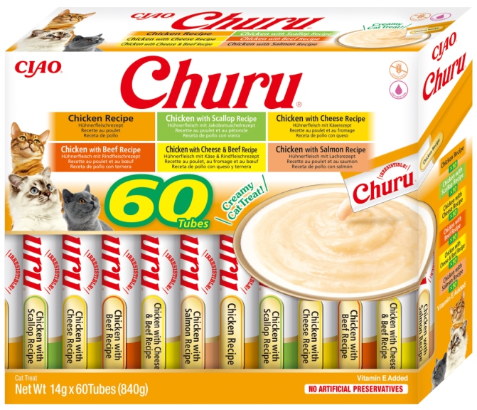 Inaba Ciao Churu Variety Chicken MIX Smaków Pasta Przysmak Dla Kota 60x14g