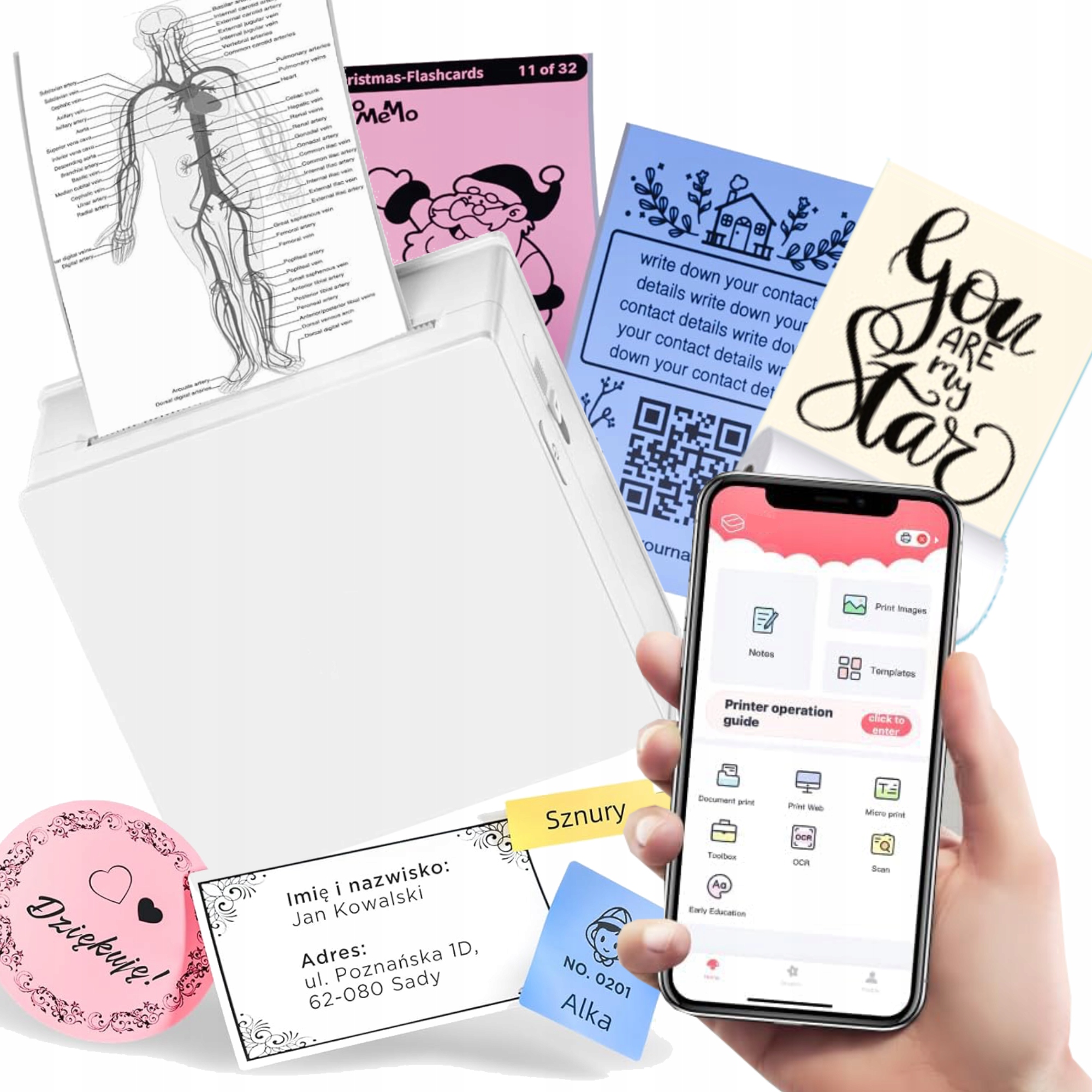 Phomemo M02 mini termální tiskárna samolepících poznámek k etiketám fotografií