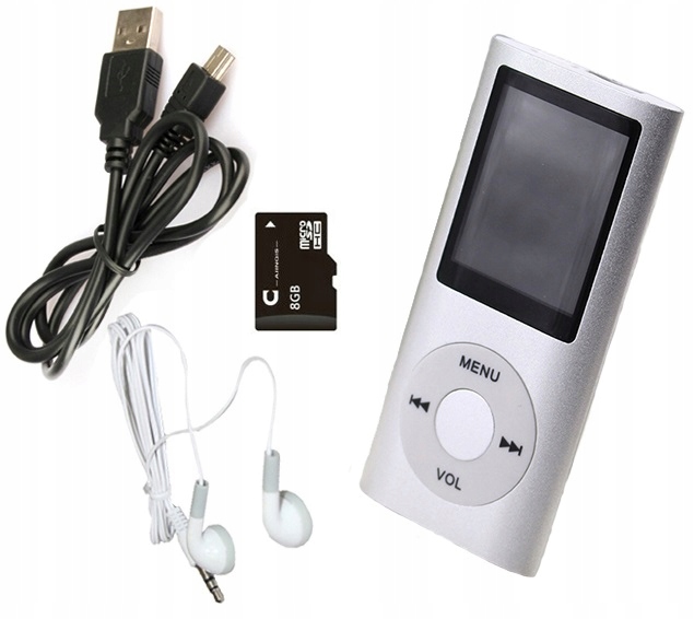 

Odtwarzacz MP4 MP3 Menu Pl Radio Dyktafon Sd 8GB