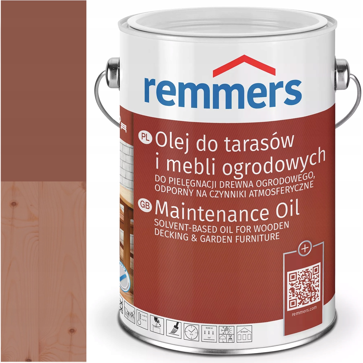 Remmers Pflege-ol olej na terasy, terasová prkna Ral 8004 Bronzová Cihla 2,5L
