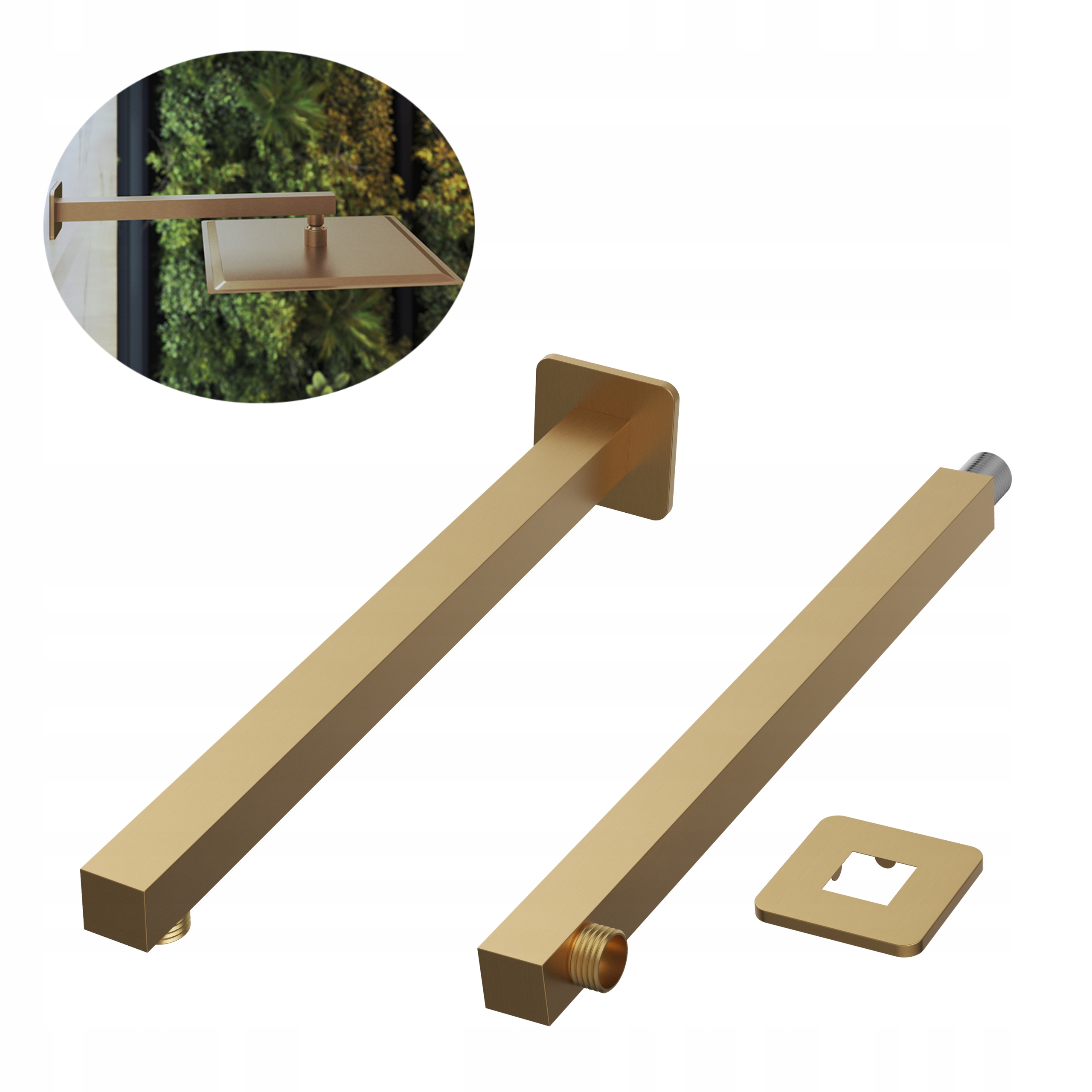 Rameno brush gold čtvercové dešťové sprchy nástěnná sprchová trubka držák