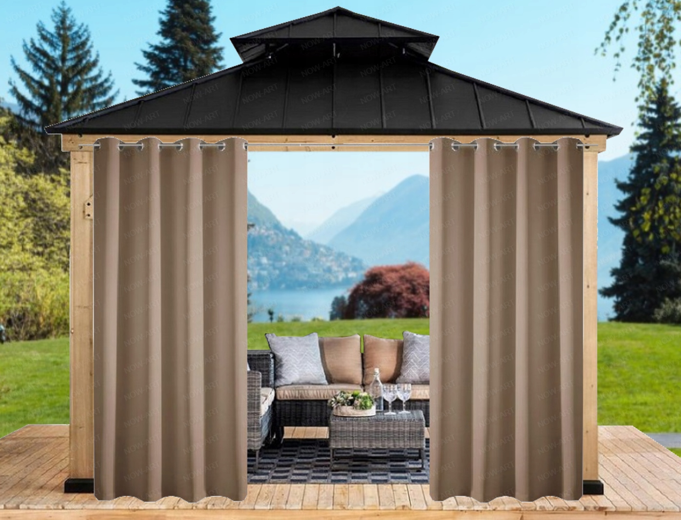 ZASŁONY OGRODOWE 155x240 DO ALTANY WODOODPORNE Długość 2.4 m