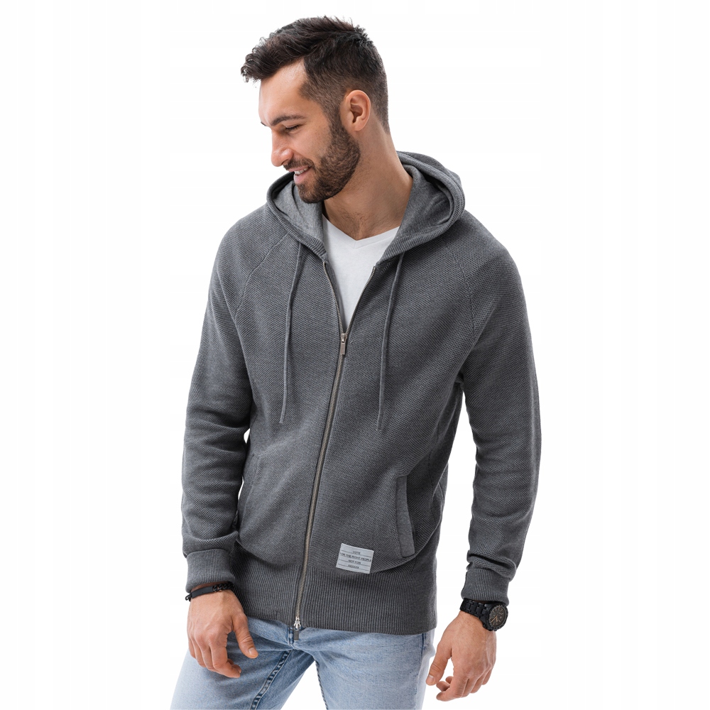 

Sweter męski rozpinany z kapturem E186 grafit XL