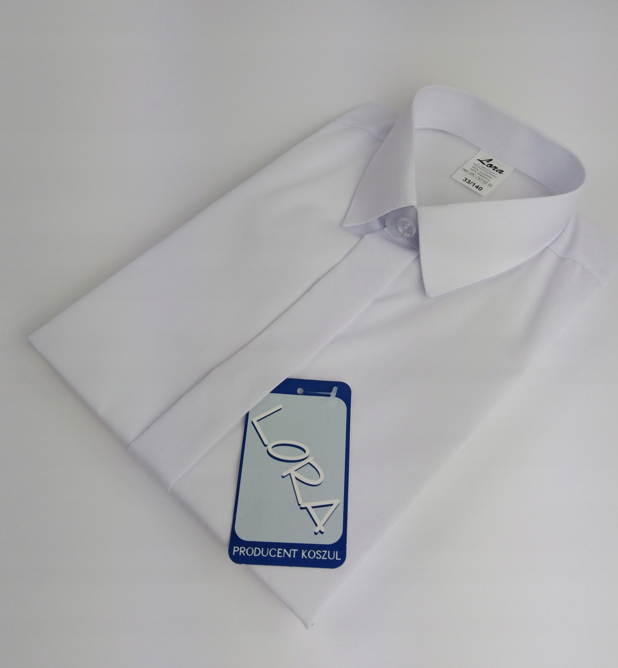 KOSZULA CHŁOPIĘCA BIAŁA ZAKRYTE GUZIKI 34/152 Kolor biały