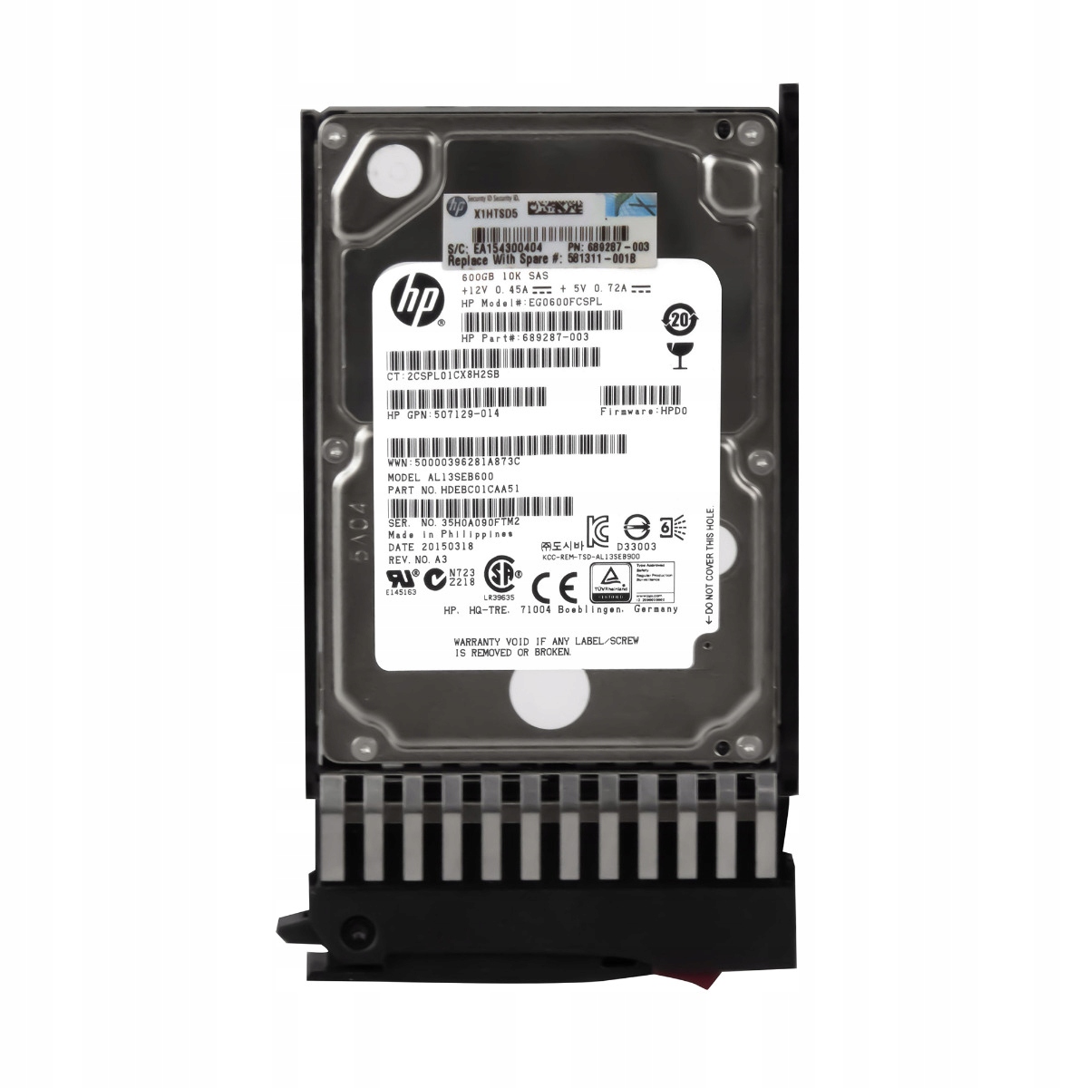 Hp 689287-003 600GB 10K 64MB SAS-2 2.5 EG0600FCSPL