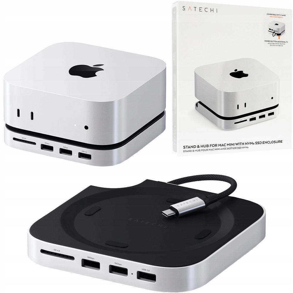 Podstavec stanice 5v1 pre Mac Mini M4, Satechi Stand Hub, 3x Usb-a Sd NVMe