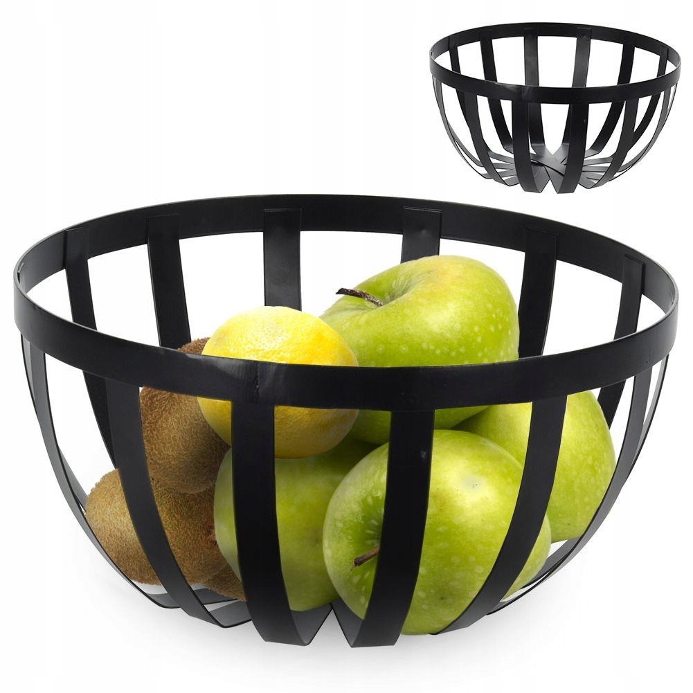 

Kosz na owoce warzywa metalowy czarny loft 25 cm