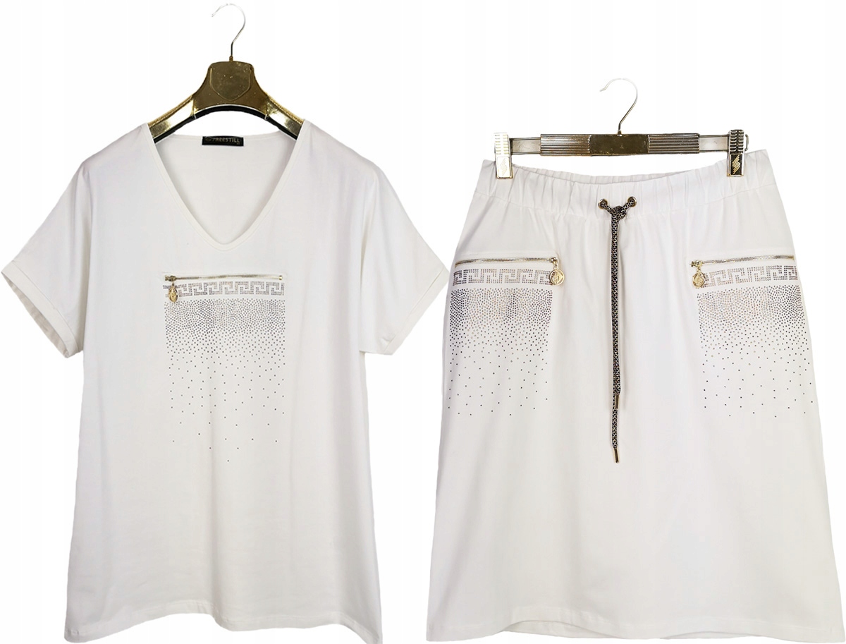 ELEGANCKO SPORTOWY KOMPLET TUNIKA+SPÓDNICA JAKOŚĆ! 46 48 50 Rozmiar 48