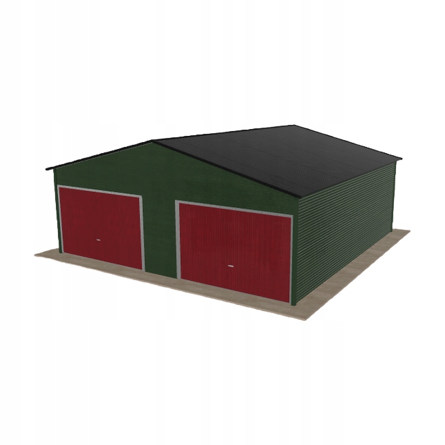 Plechová garáž 7x7 m, dvoupolohová, dvoupolohová, zelená