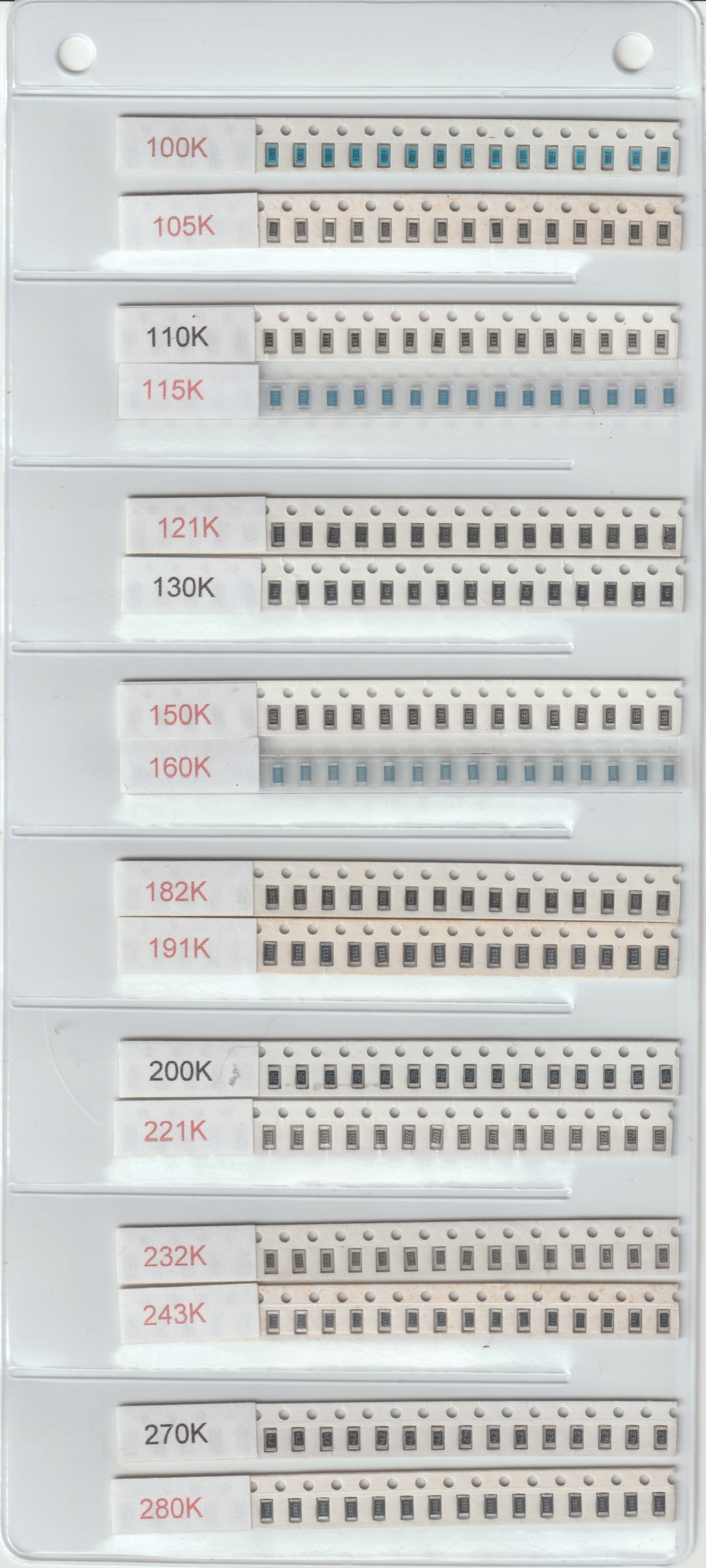 [640szt] Zestaw Rezystorów Smd 1206 100K-910K Szereg E-24 8