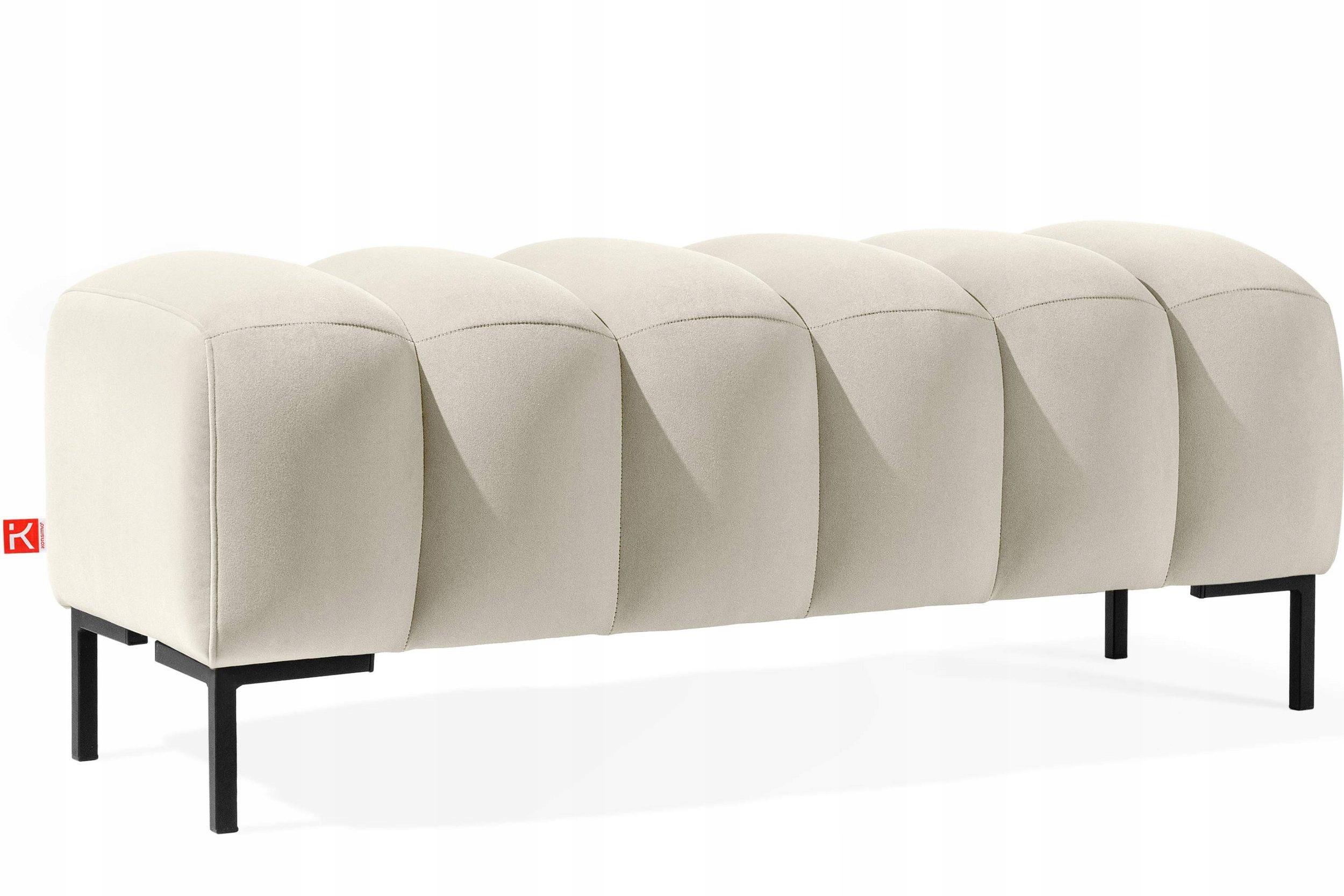 Široká Taburet 120 CM Pecco Krémová – Elegantní Taburet Na Černých Nožkách