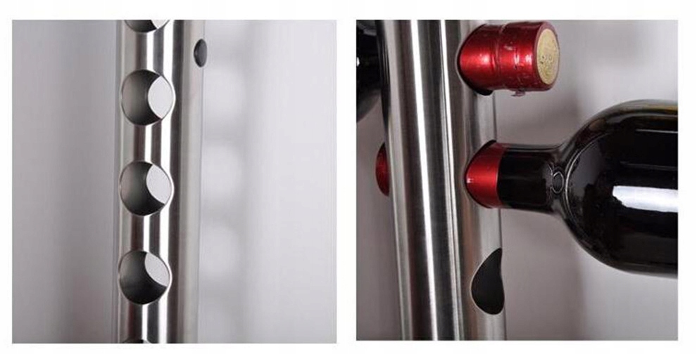 WIESZAK STOJAK INOX STAL PÓŁKA REGAŁ BUTELKĘ 8 BUTELK WINO Głębokość produktu 5 cm