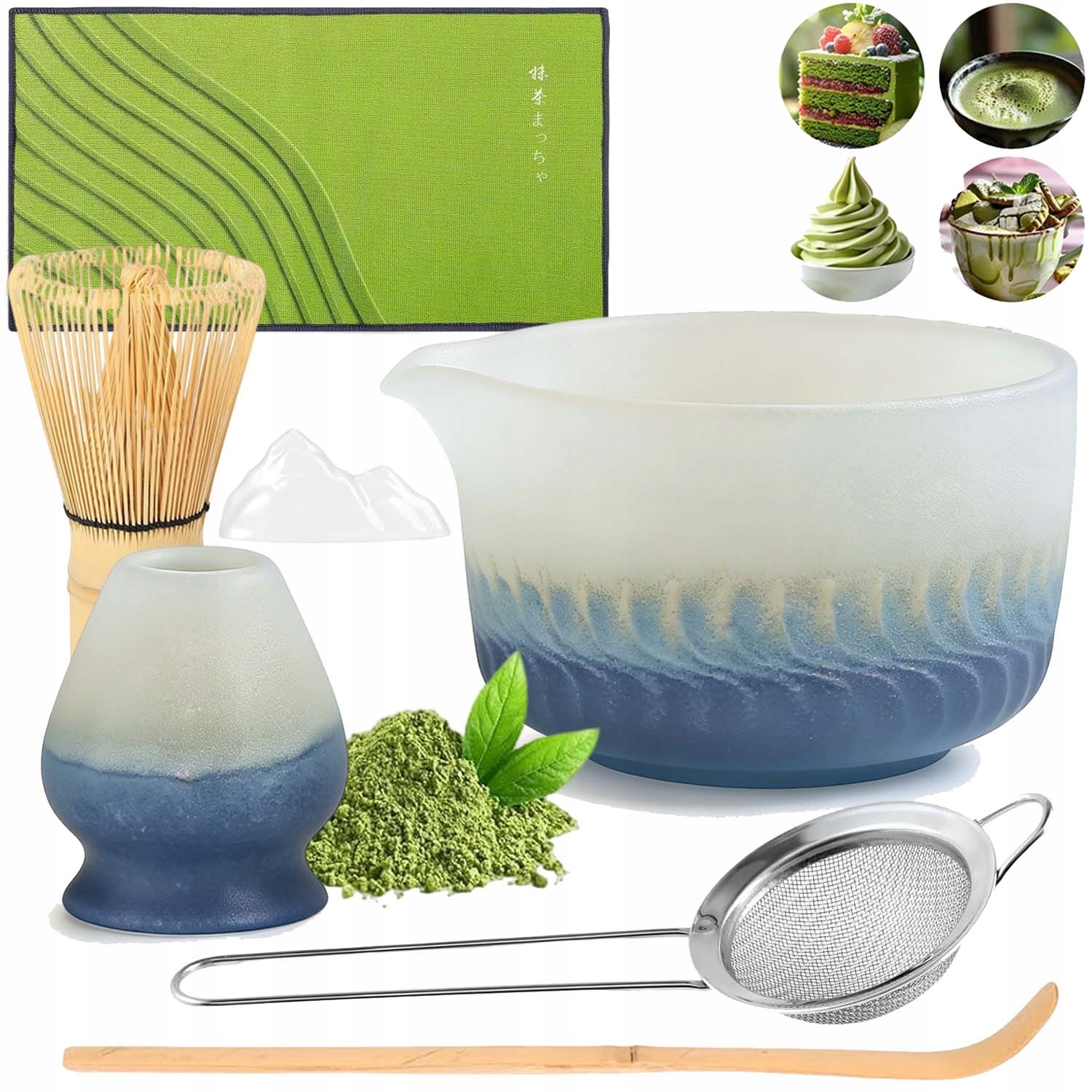 Zestaw Prezentowy Bambusowy, Ceramicznym Do Herbaty Matchy Łyżk 7 Szt