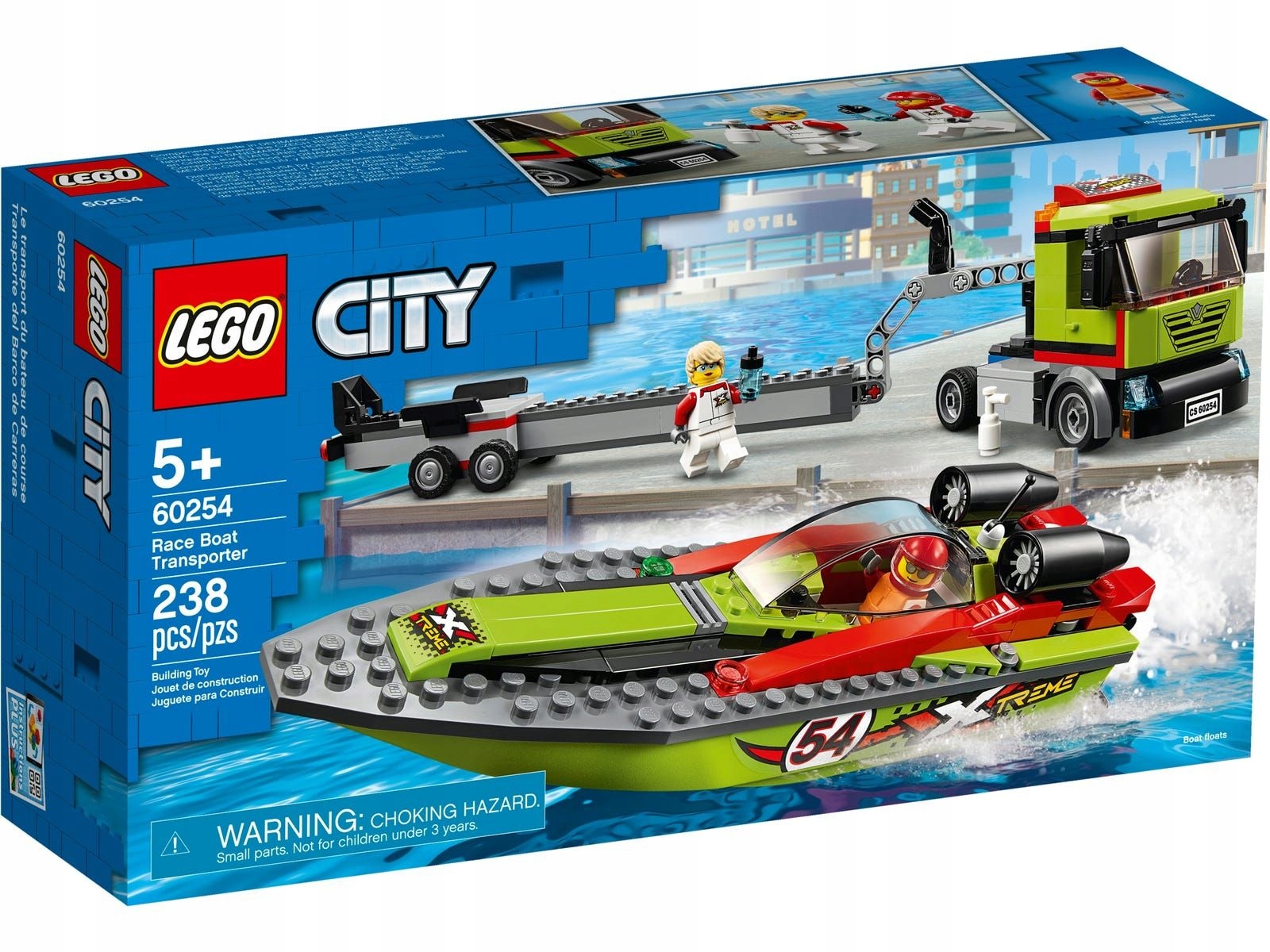 LEGO City - 60254 Transporter łodzi wyścigowej - Nowe