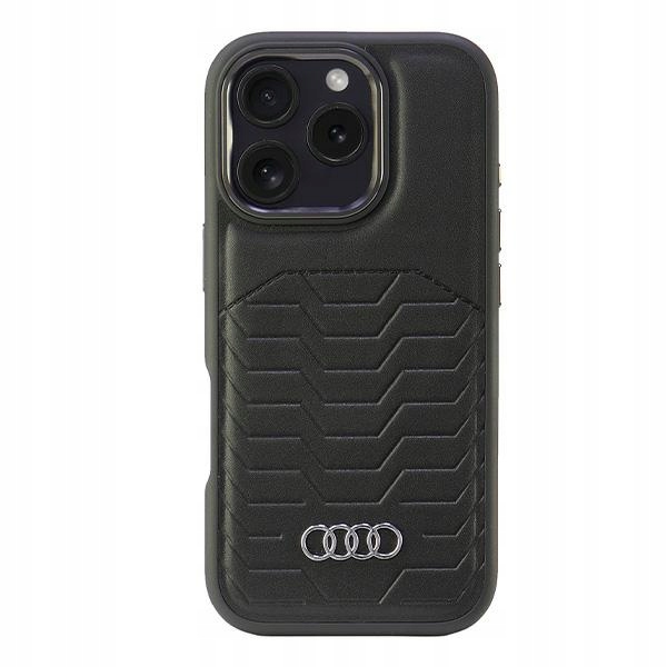 Pouzdro Audi pro iPhone 16 Pro 6.3" černé Synthetic Leather MagSafe