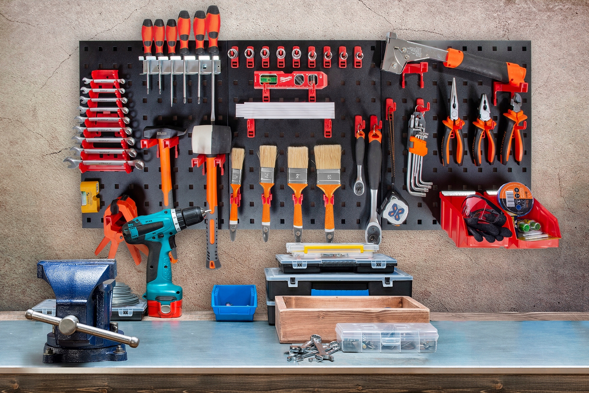 Uchwyty do ścianek narzędziowych - ABS fi20mm x 5szt. Kolor czerwony