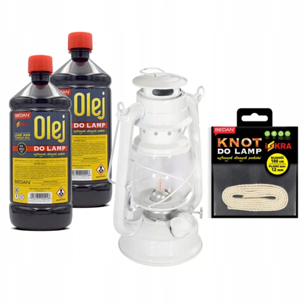 

Lampa naftowa Biała olej Iskra 2l knot 100cm