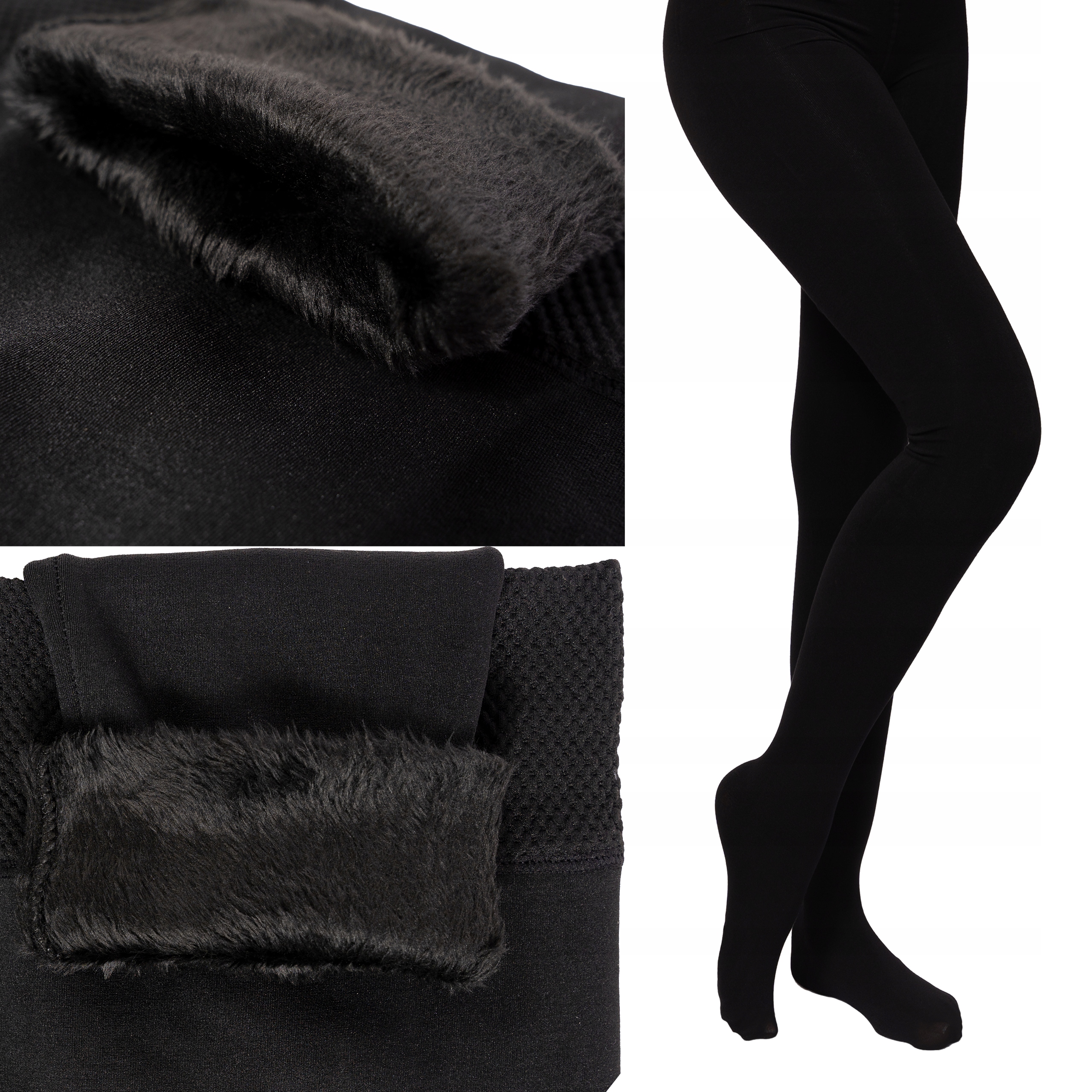 Zateplené Punčocháče punčocháče Silné kožešina Černé hladké Teplé na zimu