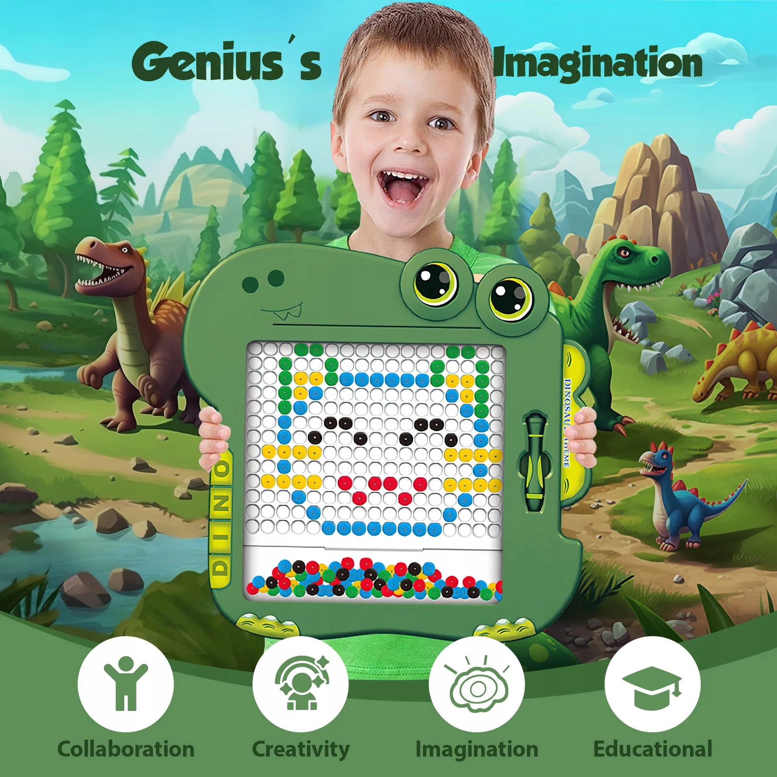 DUŻA TABLICA MAGNETYCZNA MAGPAD PASTYLKI KRĄŻKI MONTESSORI MOZAIKOWA XXXL Rodzaj inny