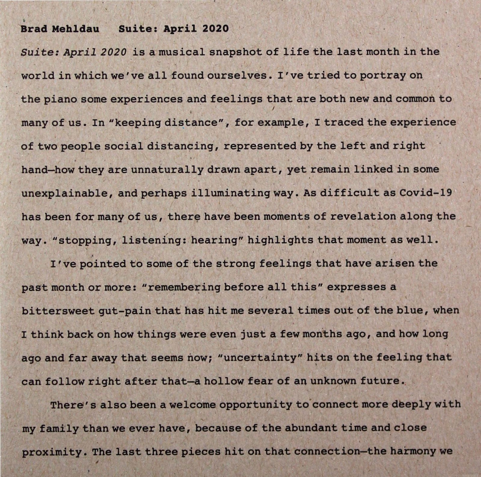 Brad Mehldau: Suite: April 2020 [CD]-Zdjęcie-0