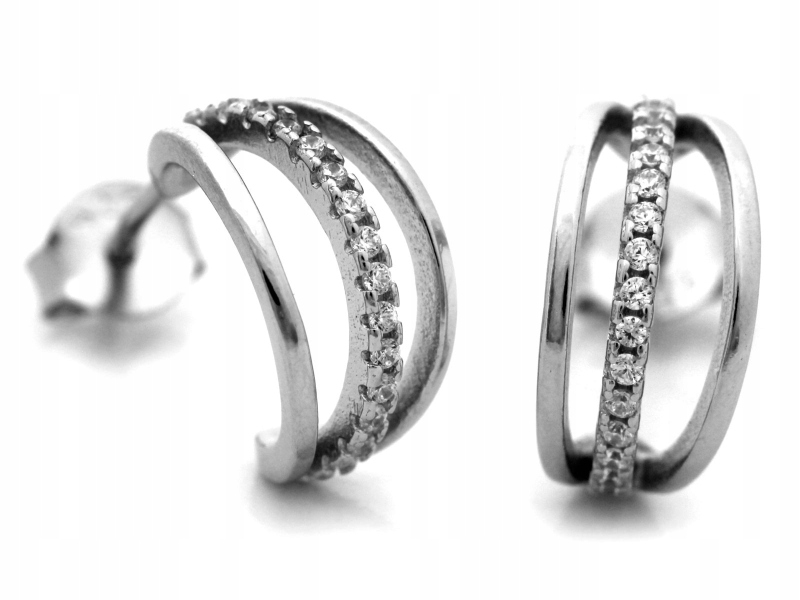 Dámské Stříbrné Náušnice 925, jemné módní zapínání, tyčinka pro ni